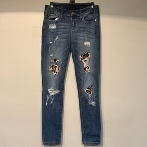 Judy Blue Leopard Distressed Skinny Jeans